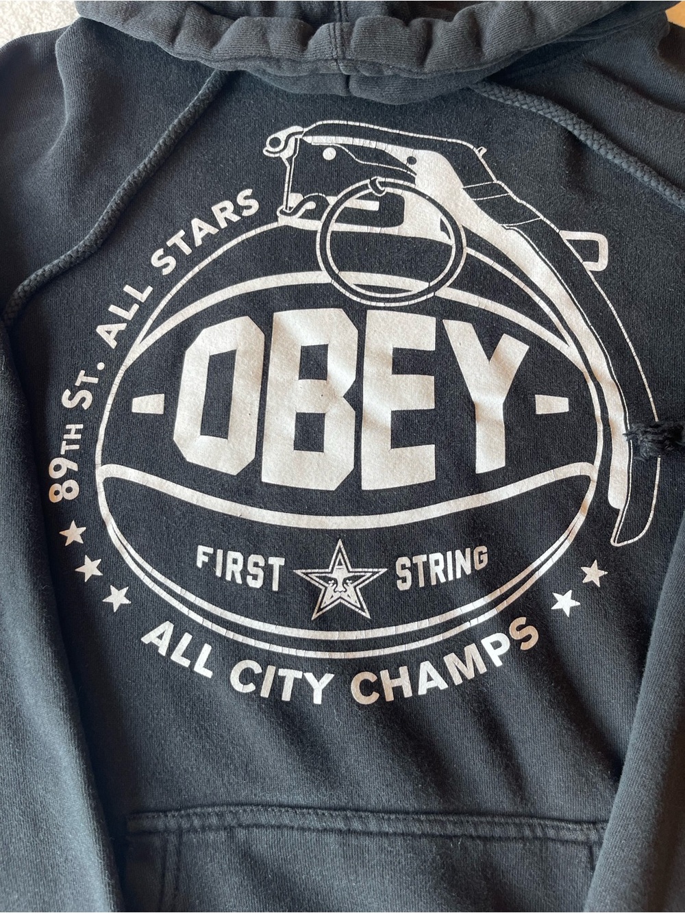 Obey Black Hoodie with White Grenade Logo